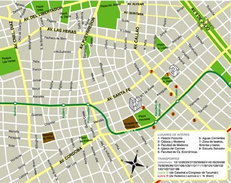 Mapa de Palermo, Barrio Norte y Recoleta